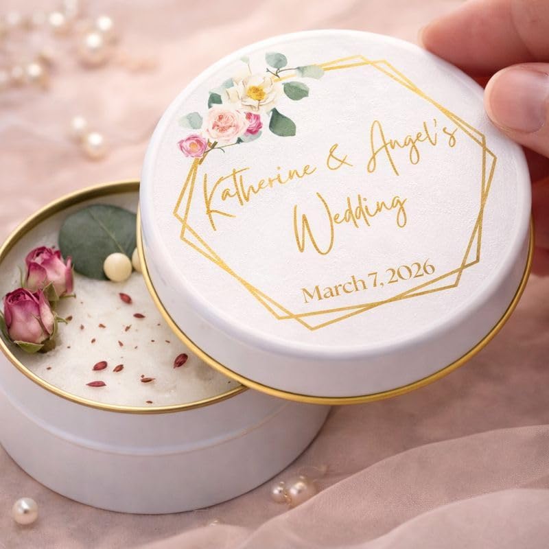 Scented Mixed Flower Candle Favors - Personalized for Weddings, Bridal Showers, Baby Showers, Birthdays, Christmas (10-20-30-40-50-100 PCS in Bulk)
