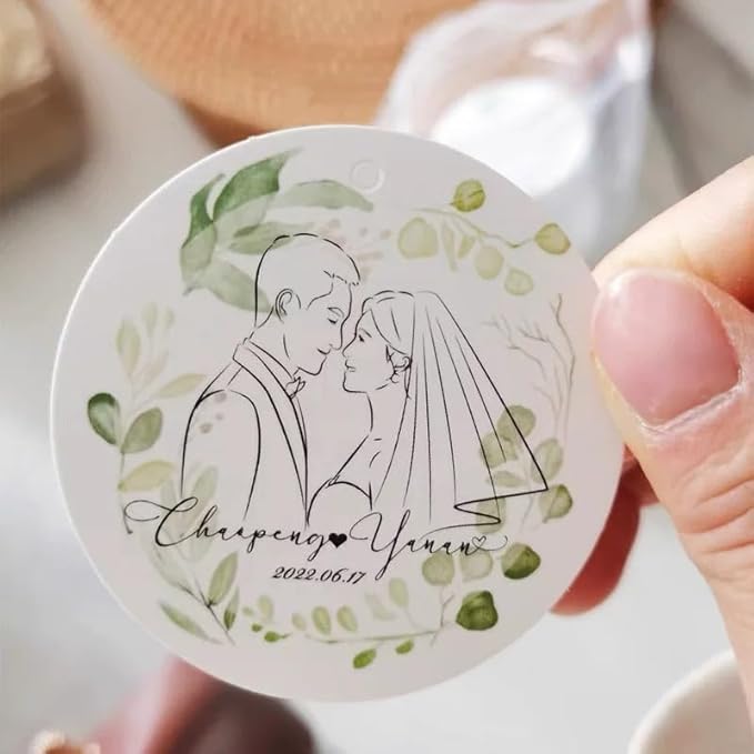100/200/500 Pack Custom Round Tag Personalized Name Paper Tags Customize Any Logo Text Label Tags for Clothes Gift Jewelry Handmade Business Wedding Birthday Favors