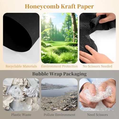 black honeycomb packing paper 2 rolls, 15 x showing dimensions