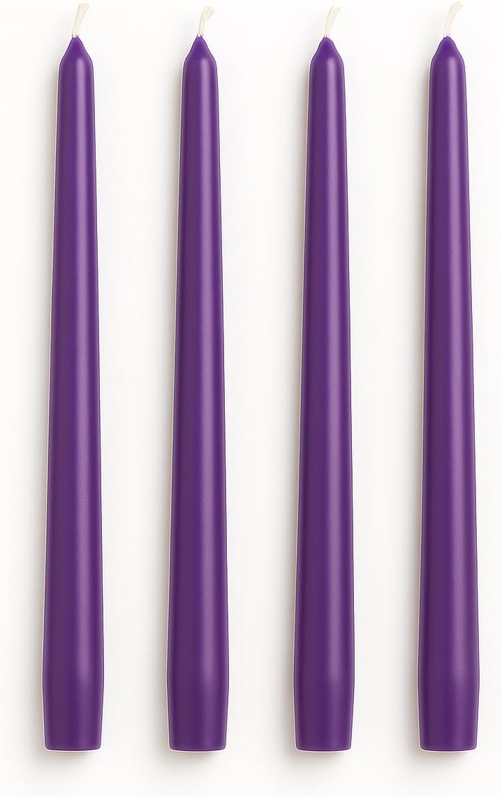 Dinil Purple Taper Candles - 10 Inch Unscented Dripless Smokeless Candlesticks Set of 4 | Perfect for Fall, Halloween, Thanksgiving, Dinner, Wedding and Party Decoration