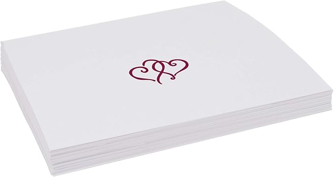 Linked Hearts Place Cards, Burgundy (Choose Color), Set of 25, Pre-cut and Scored - Wedding, Party, Dinner, and Special Events - Made in the USA