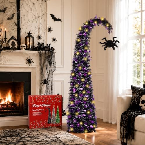 5ft curved halloween pop up christmas tree with, package contents