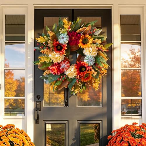 harvest fall wreaths for front door outside 24, package contents