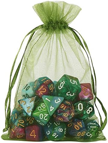 HRX Package 100pcs Organza Drawstring Bags Olive Green, 4 x 6 inch Candy Mesh Gift Bags Jewelry Pouches Small Christmas Sachet