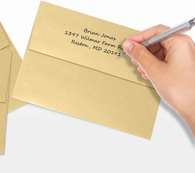 LUXPaper A7 Invitation Envelopes | Peel & Press | 5 1/4" x 7 1/4" | Blonde Metallic | 80lb. Text | 250 Qty