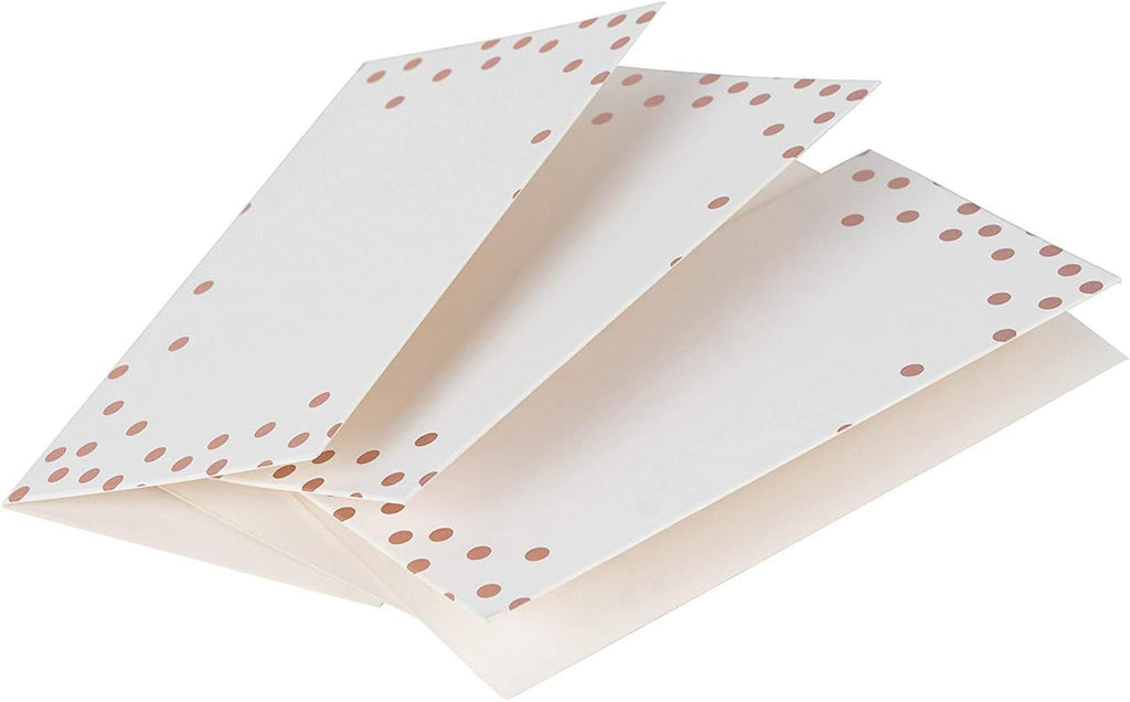 Best Paper Greetings Wedding Place Cards - Rose Gold Foil Name Cards for Table Setting - Cardstock Food Labels for Party Buffet - Pack of 100, 3.5 x 2 In, White & Rose Gold