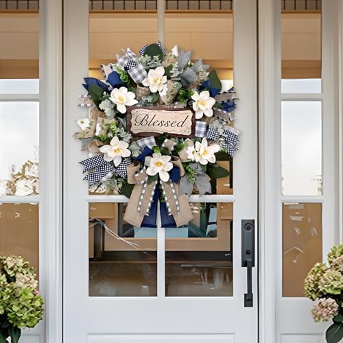 waipfaru wreaths for front door, 22 inch magnolia, package contents
