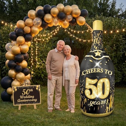6ft 50th birthday inflatable outdoor champagne bottle decorations showing dimensions