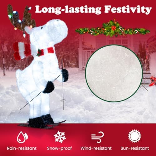 tangkula 44” christmas lighted animated skiing reindeer decorations, package contents