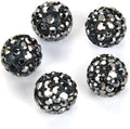 25pcs Adabele Grade A Suncatcher Crystal Rhinestone Pave Loose Beads 12mm Jet Hematite Black Polymer Clay Disco Ball Spacers Compatible with Shamballa All Craft Jewelry Making DB12-31