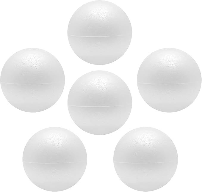 FFchuanhe Craft Foam Balls 6 Inch 6 Pcs Polystyrene Foam Balls Smooth Round Ball, for Arts and Crafts Supplies School Project Wedding Party Decorations, White