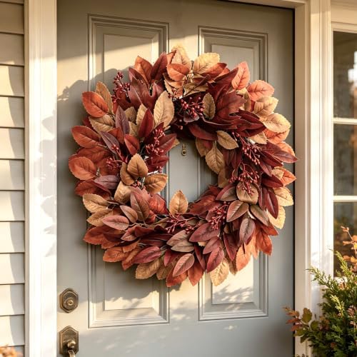 dn deconation fall wreath for home front door shown in use