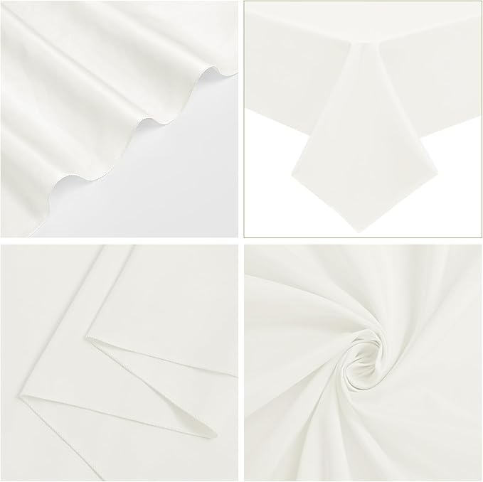6 Pack Ivory Tablecloths for 8ft Rectangle Tables 60 x 126 Inch - Polyester Table Cover Stain and Wrinkle Resistant Washable Fabric Table Clothes for Wedding Party Banquet Reception Restaurant