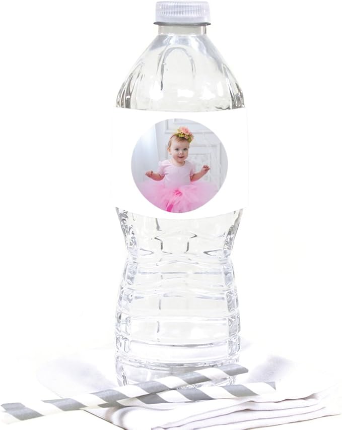 Andaz Press Personalized Favors 20-Pack Custom Photo Water Bottle Labels & Stickers for Events & Parties