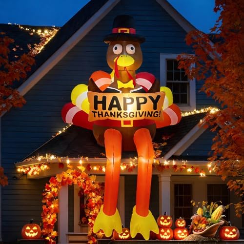 8ft led lighted thanksgiving fall inflatables turkey outdoor, main product view