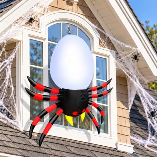 3.5 Ft Inflatable Halloween Window Decoration, Blow Up Spider Climbing on Win...