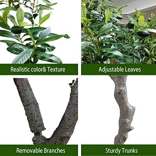 artificial olive tree 7ft(82in,2200+uv protection leaf) tall,faux olive, close-up detail