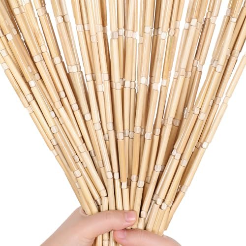 bechaeo handmade bamboo beaded curtain for doorway, natural, view 9
