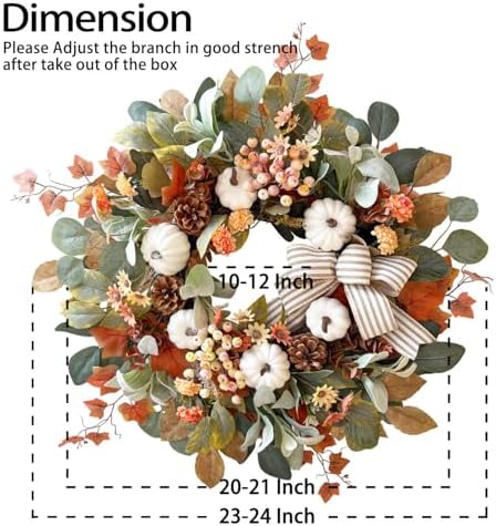 wanna-cul 24 inch farmhouse fall wreath for front, package contents