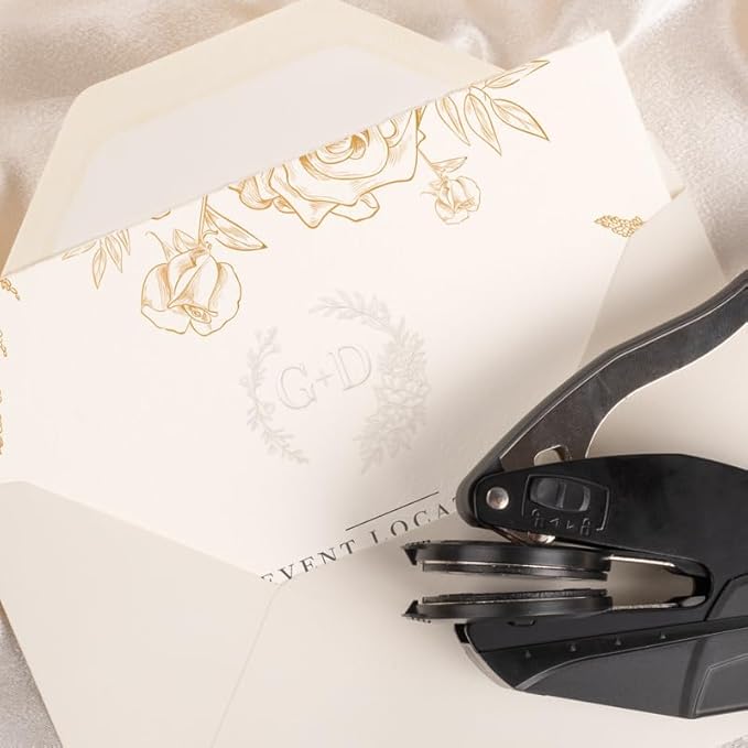 Personalized Wedding Embosser | Custom Made with Initials or Monograms for Couples | Elegant Designs for Stationery, Invitations, Napkins, and More (Design 3)