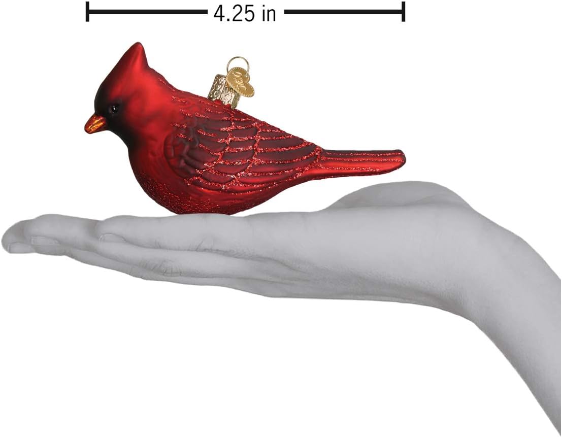 Old World Christmas Ornaments: Bird Watcher Collection Glass Blown Ornaments for Christmas Tree,Northern Cardinal