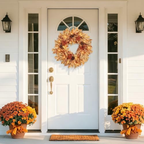 24in pre-lit fall wreaths for front door with, package contents