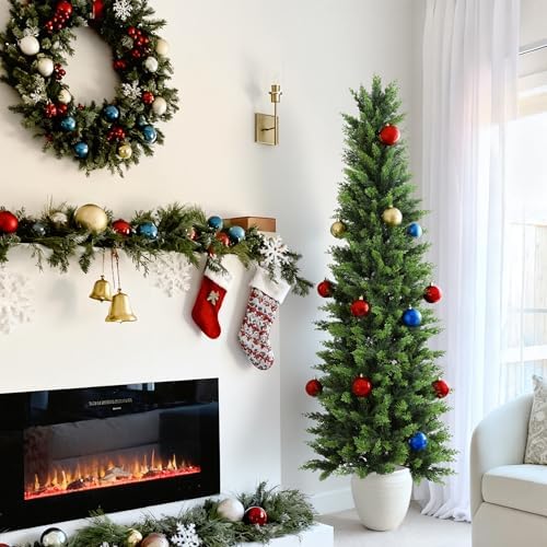 6.03ft uv resistant artificial cedar tree with full, package contents