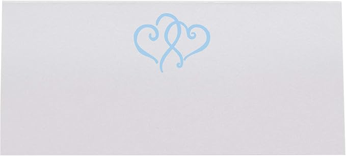 Linked Hearts Place Cards, Light Blue (Choose Color), Set of 25, Pre-cut and Scored - Wedding, Party, Dinner, and Special Events - Made in the USA