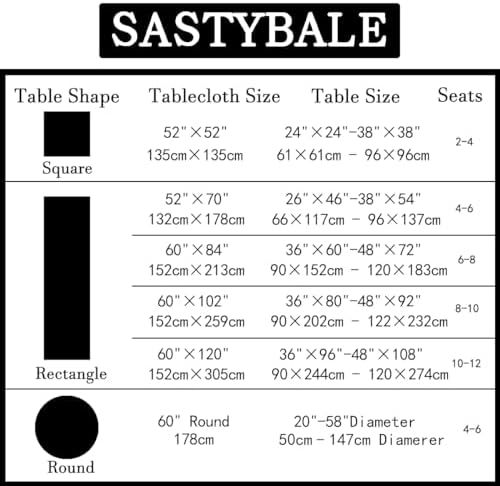SASTYBALE Jacquard Tablecloth, Rectangle, 60" x 120", Black
