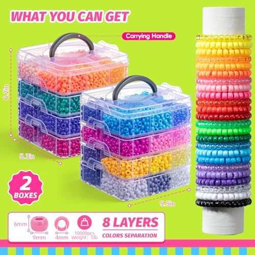 simetufy 10000pcs pony beads bulk 48 colors rave, close-up detail