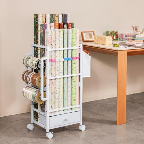 aquzee wrapping paper storage, adjustable gift wrap station, main product view
