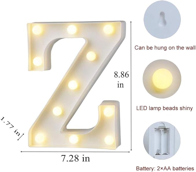 MUMUXI Marquee Light Up Letters | Large Light Up Numbers | Battery Powered and Bright with Every Letter of The Alphabet | for Wedding, Birthday, Party, Celebration, Christmas or Home Decoration (Z)