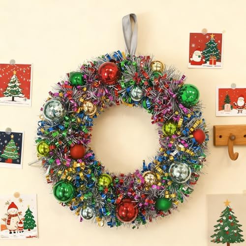 16" christmas wreath for front door, christmas decoration shown in use
