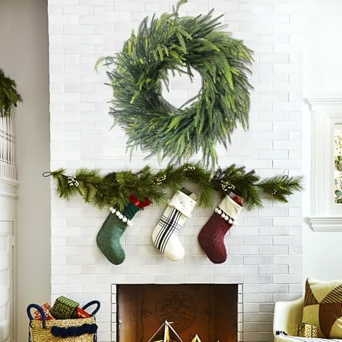 24 inch real touch norfolk pine christmas wreath, package contents