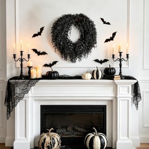 dn deconation halloween wreath for front door, decorations on a desk or shelf