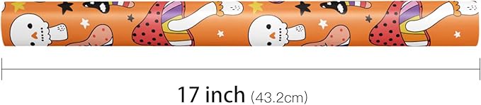 LeZakaa Halloween Creepy Mushroom Wrapping Paper Roll, Mushrooms Design, for Halloween Party, Teens, Adults, Nature Lovers, Mini Roll 17 in x 16.4 Ft