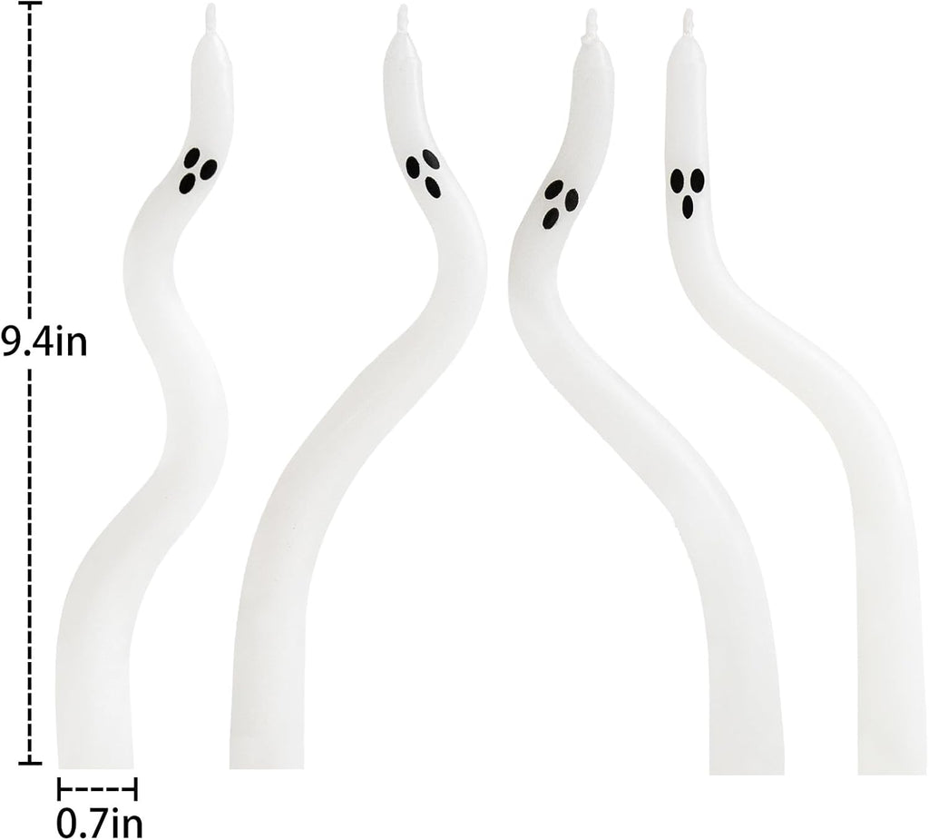 Halloween Decorations Indoor - 4 Pack Cute Ghost Taper Candles - Halloween Centerpieces for Tables - Twisted Candle Decoration for Mantel Table - Spooky Ghosts Candle Decor for Home Party Room