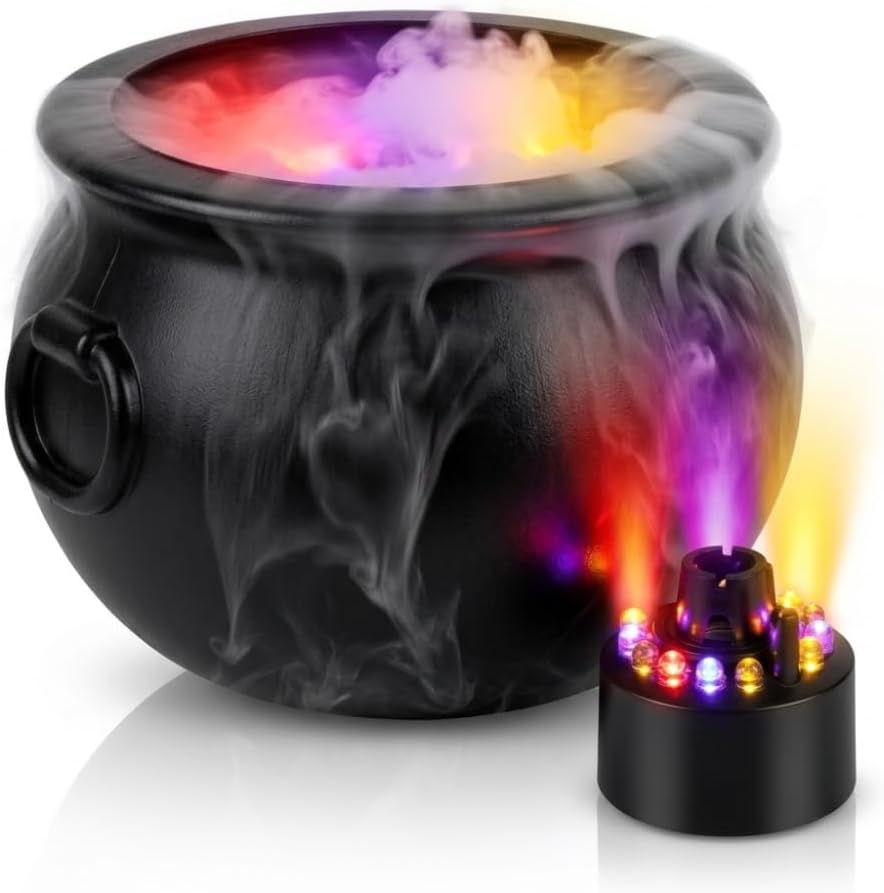PMU 2pc Cauldron set, 10in Black Cauldron w/Mist Maker & Multicolor Fogger