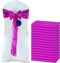 MDS Pack of 300 PCS Satin Chair Sashes Charmeuse Sateen Dining Chair Bows Ribbon Ties Back Sash for Wedding Party Birthday Home Hotel Restaurant Banquet Decoration (7 x 108 Inch, Magenta Violet)
