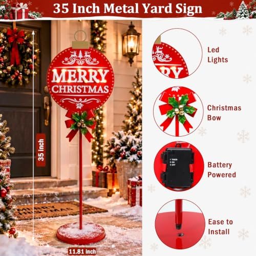 christmas signs with led lights,battery operated metal outdoor shown in use