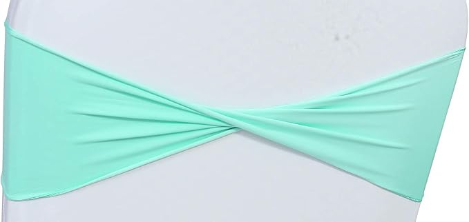 VDS Pack of 10 PCS | Tiff Blue | Spandex Chair Sashes Bows Without Buckle | Stretch Elastic Banquet Universal Folding Chair Band Tie with for Wedding Party Conference Celebration Event Decoration