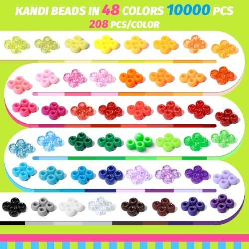 simetufy 10000pcs pony beads bulk 48 colors rave, view 12