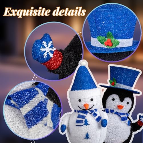 vingli 2 pack 28 inch lighted snowman penguin, side view