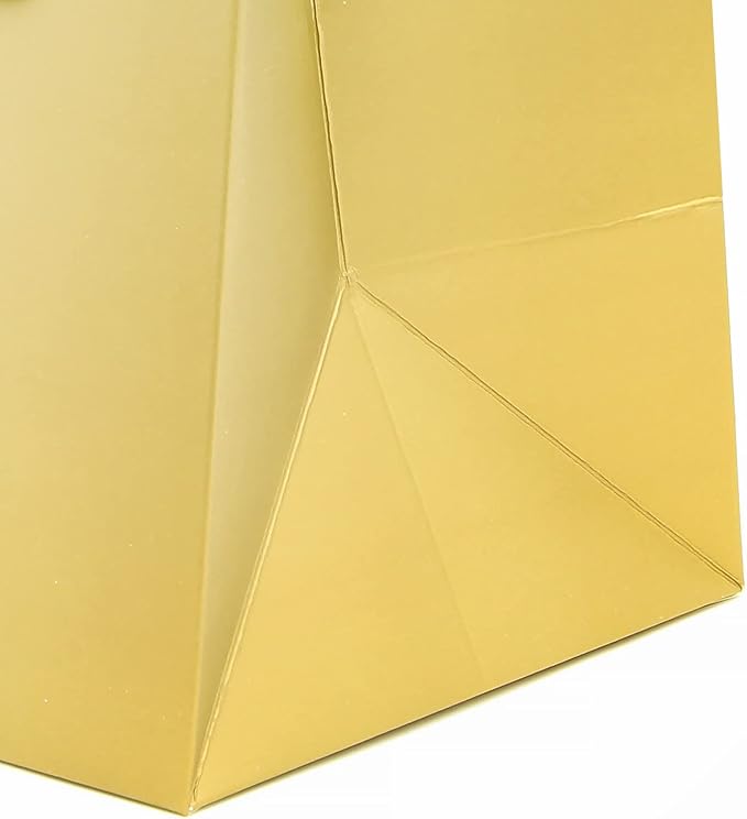 Gold Paper Gift Bag Small Square Bottom Paper Bags with Handles(Gold, 6 x 6 x 6 in, 10 CT)