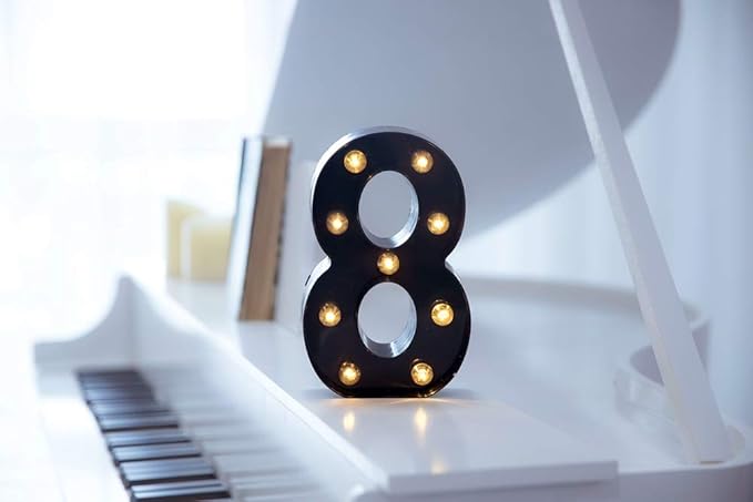 Foaky Black LED Marquee Number Lights Sign Light Up Marquee Number Lights Sign for Night Light Wedding Birthday Party Battery Powered Christmas Lamp Home Bar Decoration