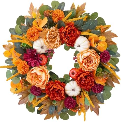 24 inch fall wreaths for front door with, view 9