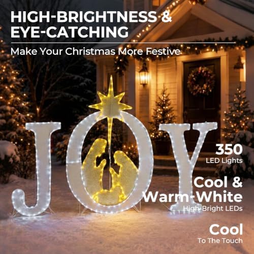 49-inch large outdoor christmas decorations joy lighted sign showing dimensions