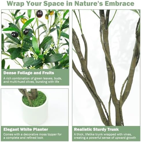 caxchiling large artificial olive tree 6ft, indoor outdoor, side view