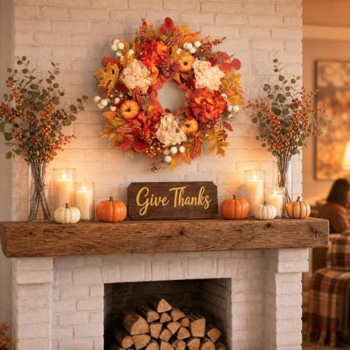24 inch fall wreath for front door, artificial, package contents