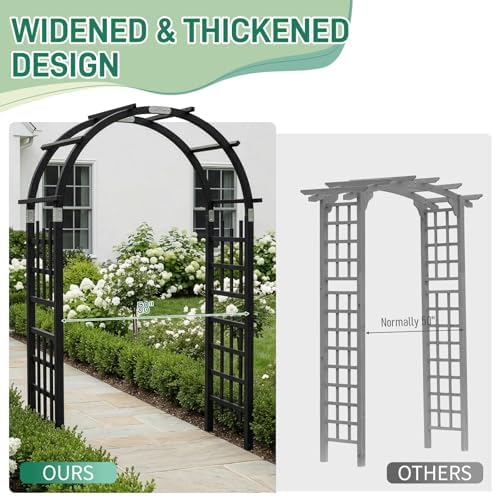 outvita 7ft black wooden arbor arch, garden trellis, package contents